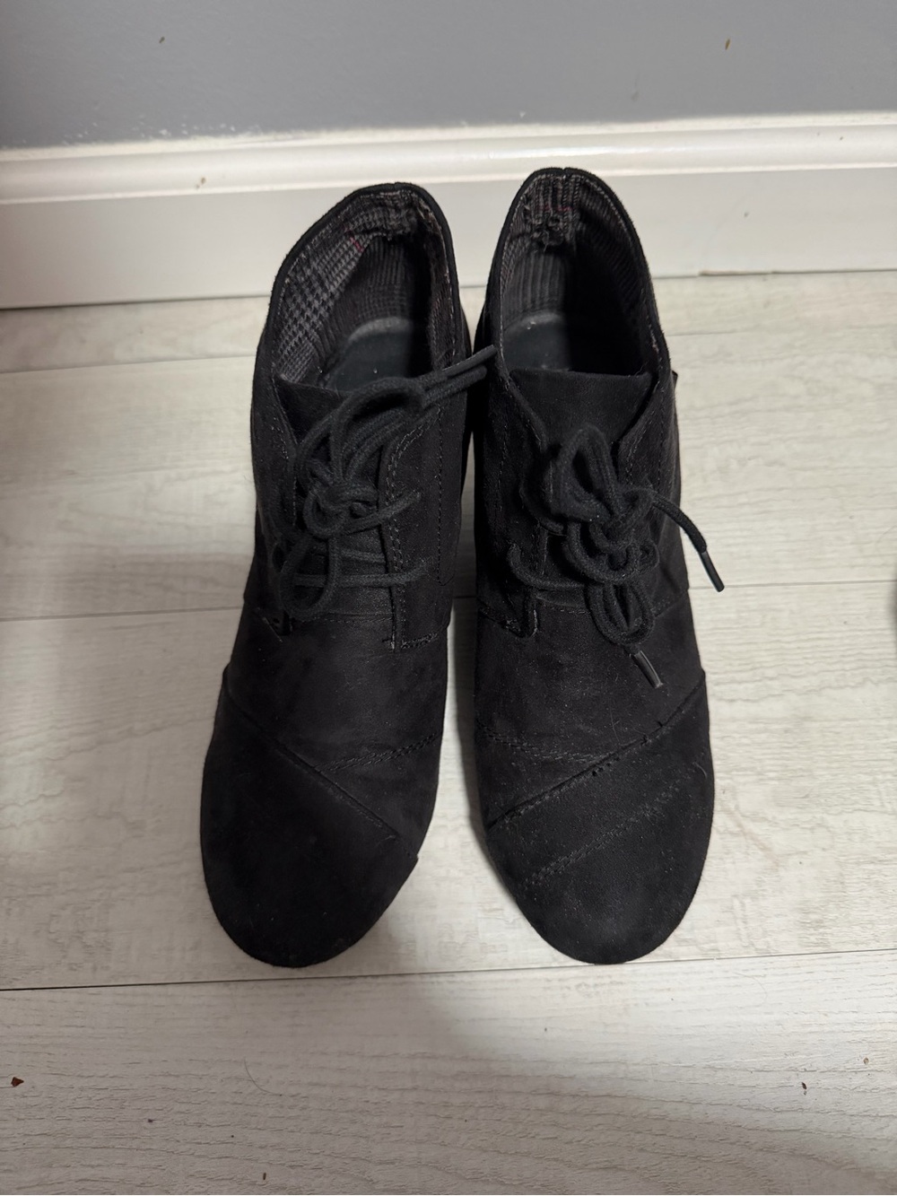 Black Suede Lace-Up Ankle Booties - Women